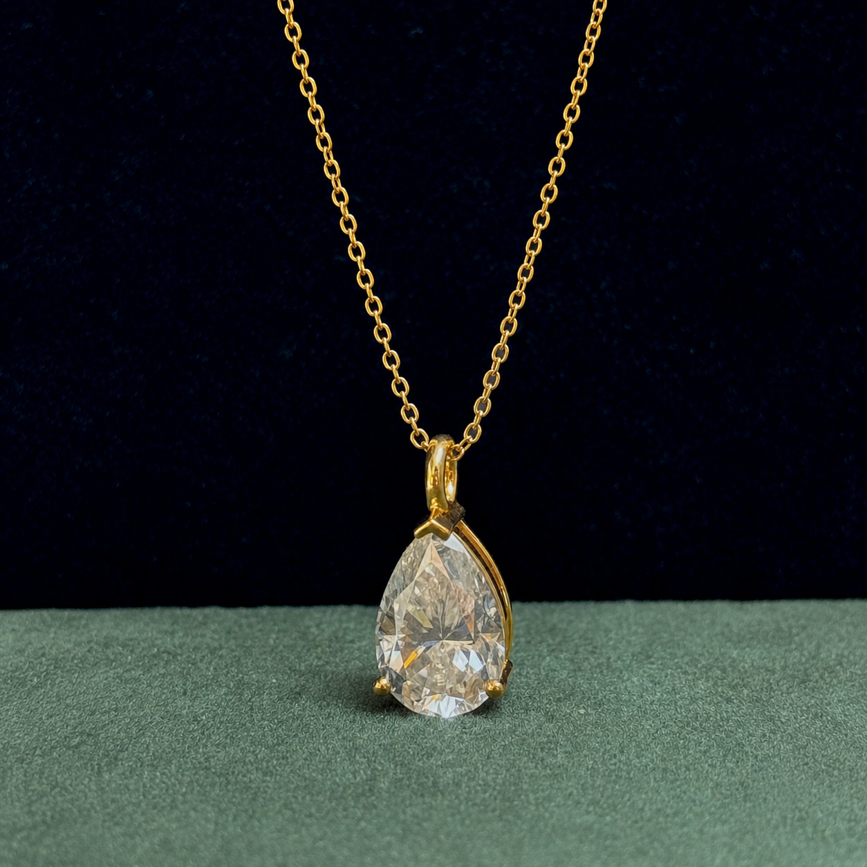 4.01 CT Pear Cut Necklace, Solitaire Pendant Necklace