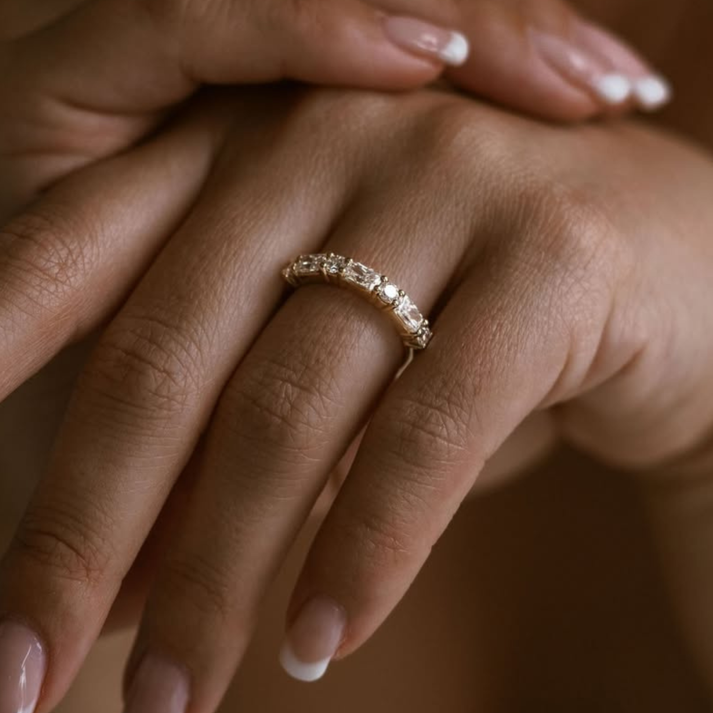 Radiant & Round Alternating Half Eternity Ring
