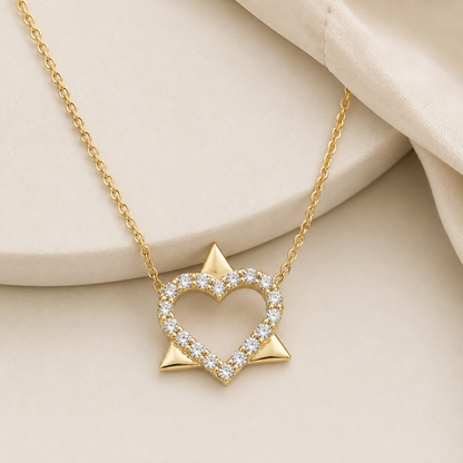 0.80 CTW Round Star of David Diamond Pendant