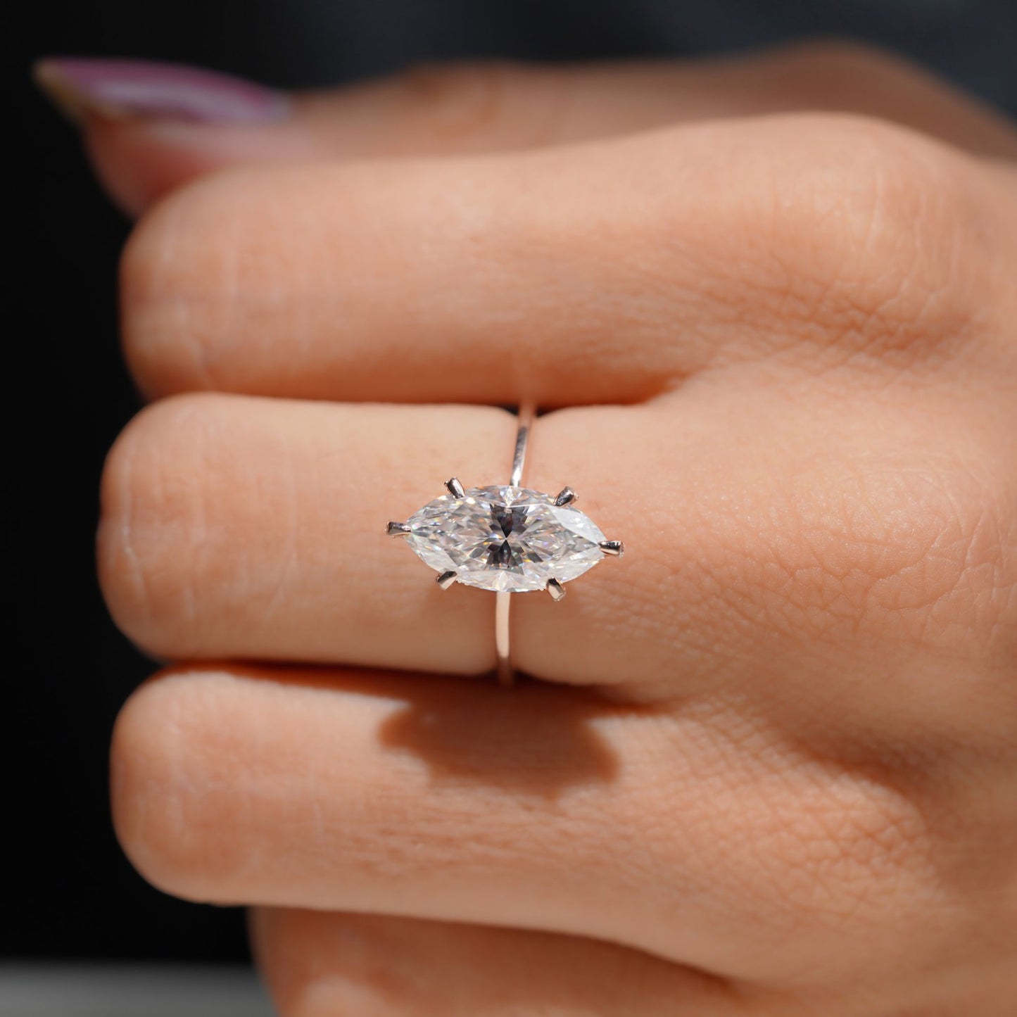 3.18 CT Marquise Cut Hidden Halo Engagement Ring Six Prong Solitaire Wedding Ring