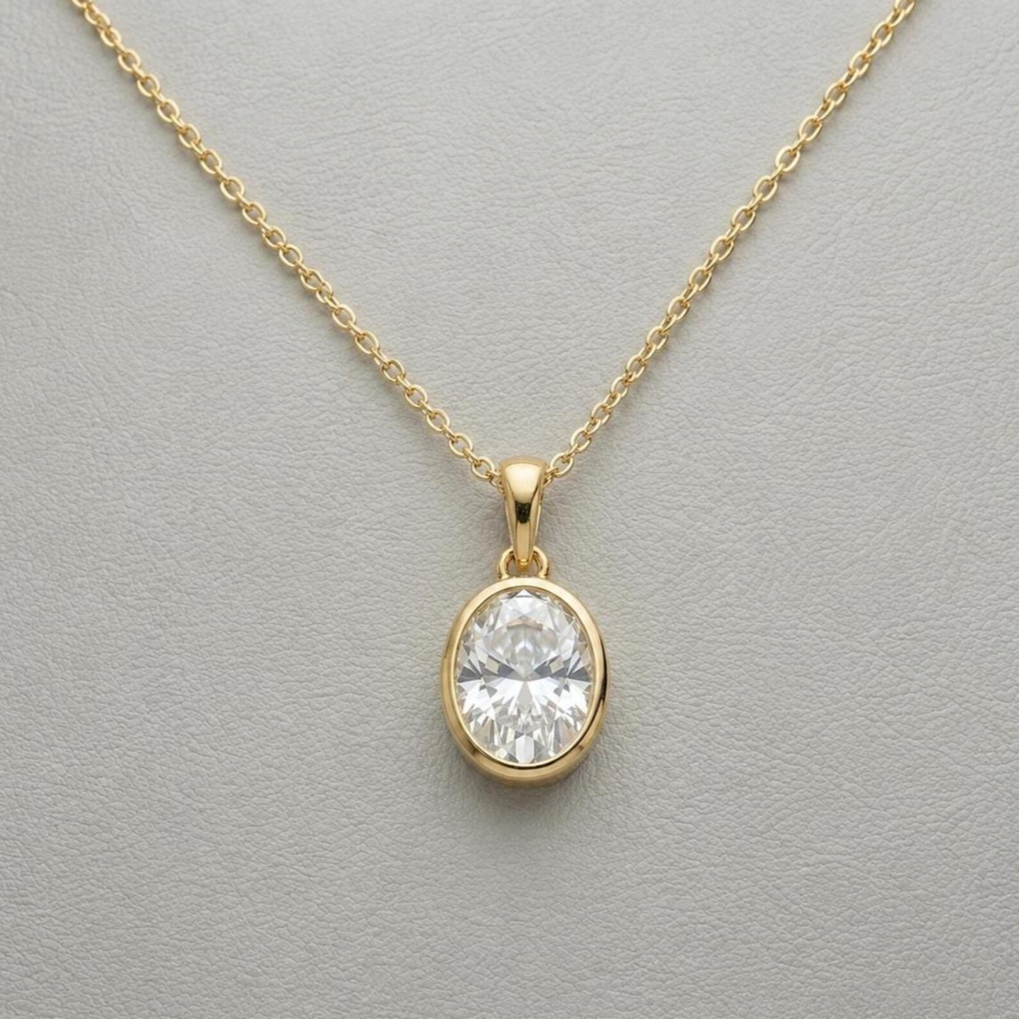Oval Cut Bezel Pendant Necklace