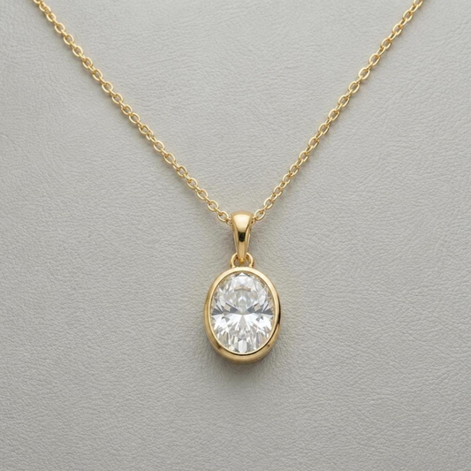 Oval Cut Bezel Pendant Necklace