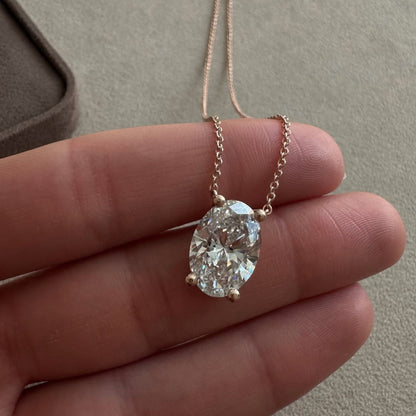 4.01 CT Oval Cut Pendant Necklace, Solitaire Diamond Necklace