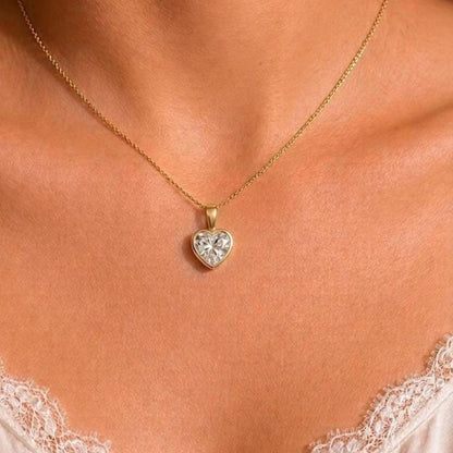 Heart Cut Bezel Pendant Necklace
