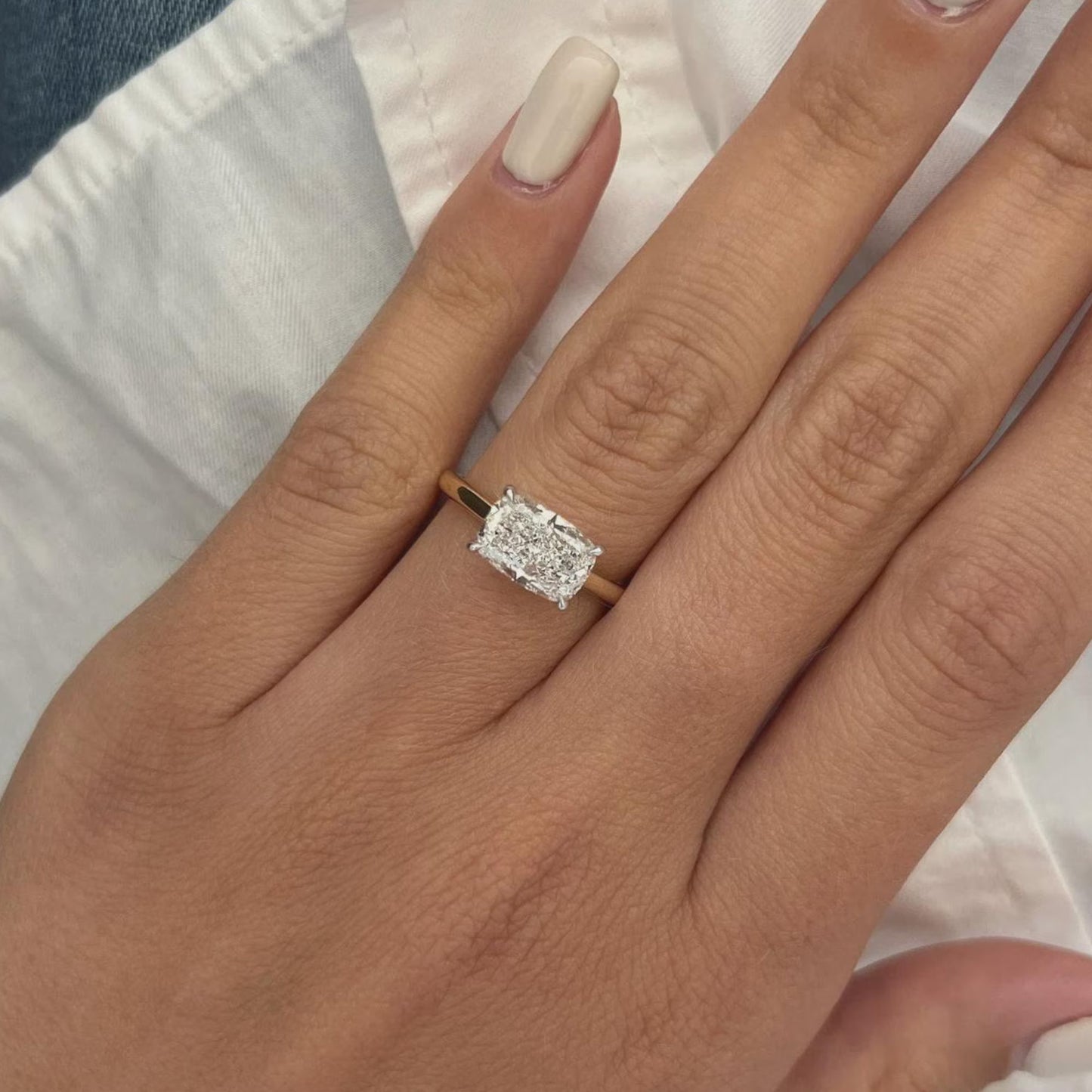 3.35 CT Elongated Cushion Engagement Ring, Minimalist Wedding Ring, Anniversary Gift For Her