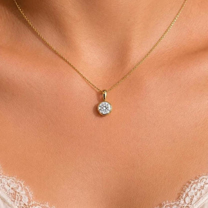 Round Cut Bezel Pendant Necklace