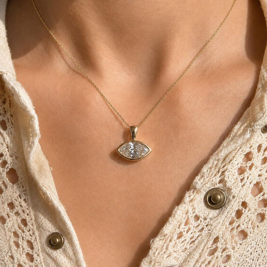 Marquise Cut Bezel Pendant Necklace