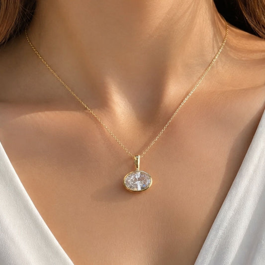 Oval Cut Bezel Pendant Necklace
