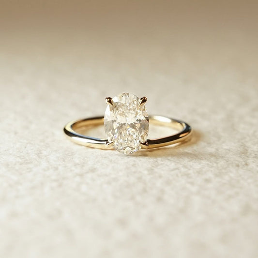 3.57 CT Oval Cut Solitaire Engagement Ring, Classic Four Prong Ring