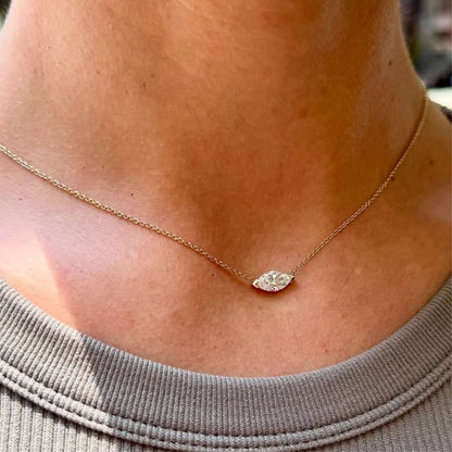4.01 CT Marquise Cut Diamond Necklace, Solitaire Pendant Necklace