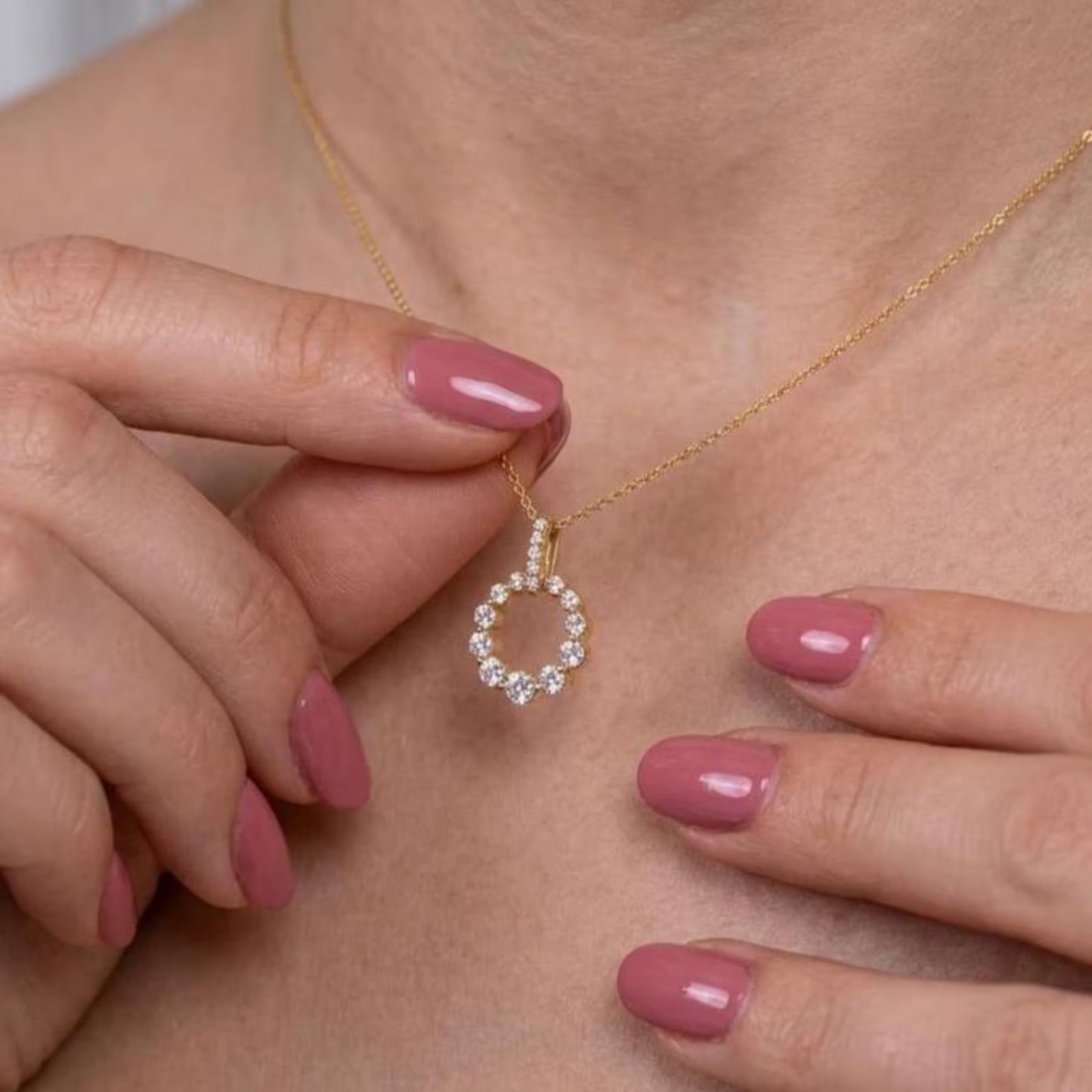 Round Diamond Full Eternity Circle Pendant Necklace
