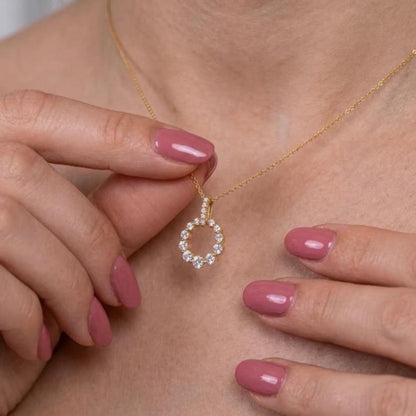 Round Diamond Full Eternity Circle Pendant Necklace