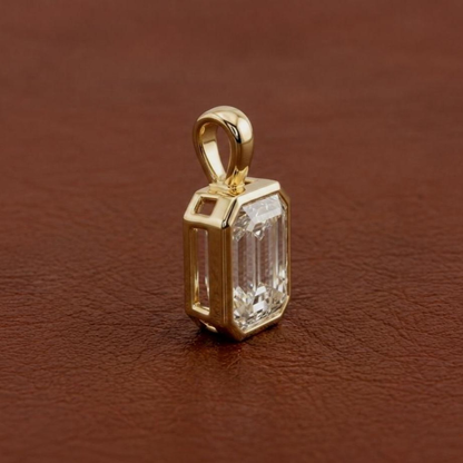 Emerald Cut Bezel Pendant Necklace
