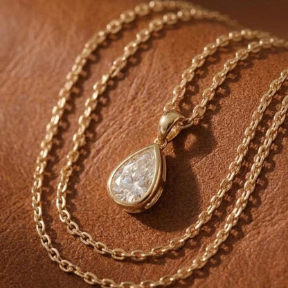 3.55 CT Pear Cut Bezel Pendant Necklace