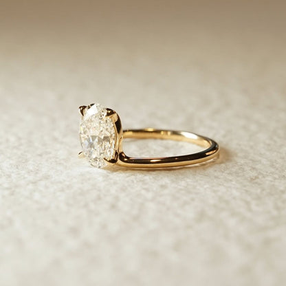 3.57 CT Oval Cut Solitaire Engagement Ring, Classic Four Prong Ring