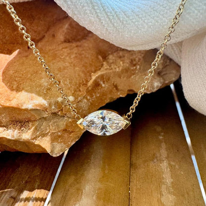 4.01 CT Marquise Cut Diamond Necklace, Solitaire Pendant Necklace