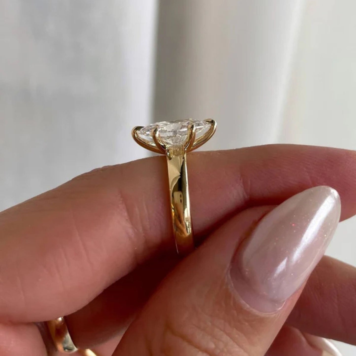 5.08 CT Marquise Cut Engagement Ring In Thick Band With Classic Six Prong Solitaire Wedding Ring For Women