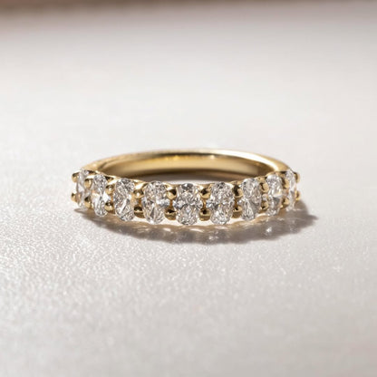 1.41 CT Classic Oval Diamond Anniversary Ring in Delicate Gold Band For Women