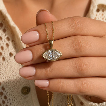 Marquise Cut Bezel Pendant Necklace