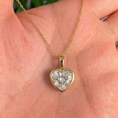 Heart Cut Bezel Pendant Necklace