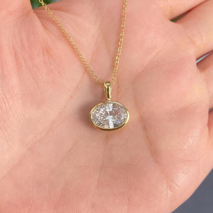 Oval Cut Bezel Pendant Necklace