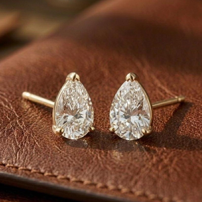 1.50 CT Pear Cut Solitaire Stud Earrings