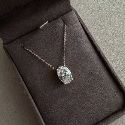 4.01 CT Oval Cut Pendant Necklace, Solitaire Diamond Necklace