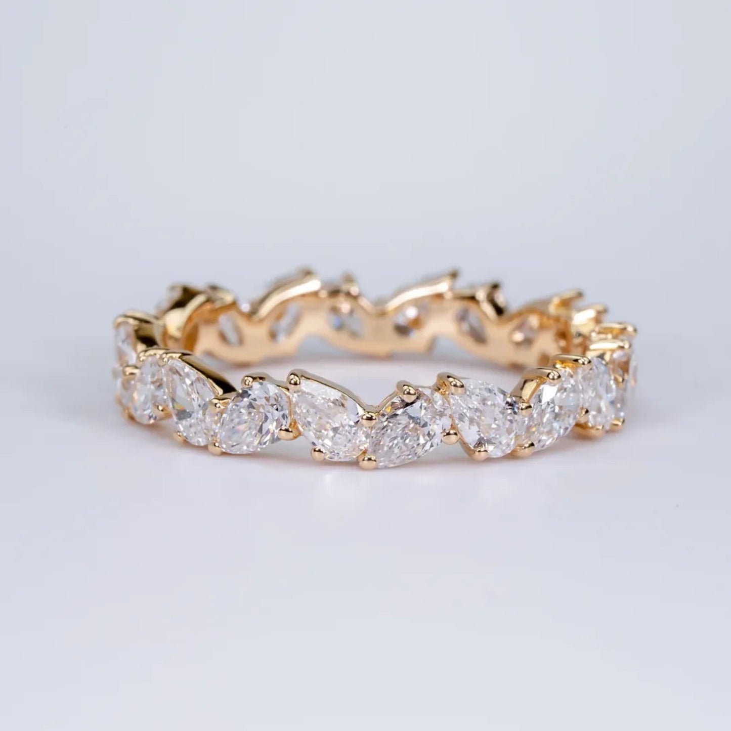 Minimalist Pear Cut Full Eternity Wedding Band