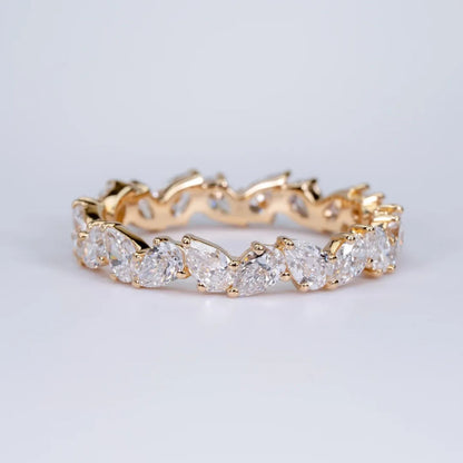 Minimalist Pear Cut Full Eternity Wedding Band