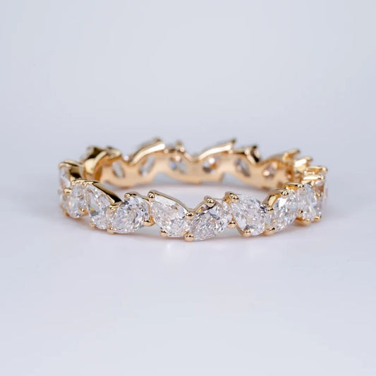 Minimalist Pear Cut Full Eternity Wedding Band