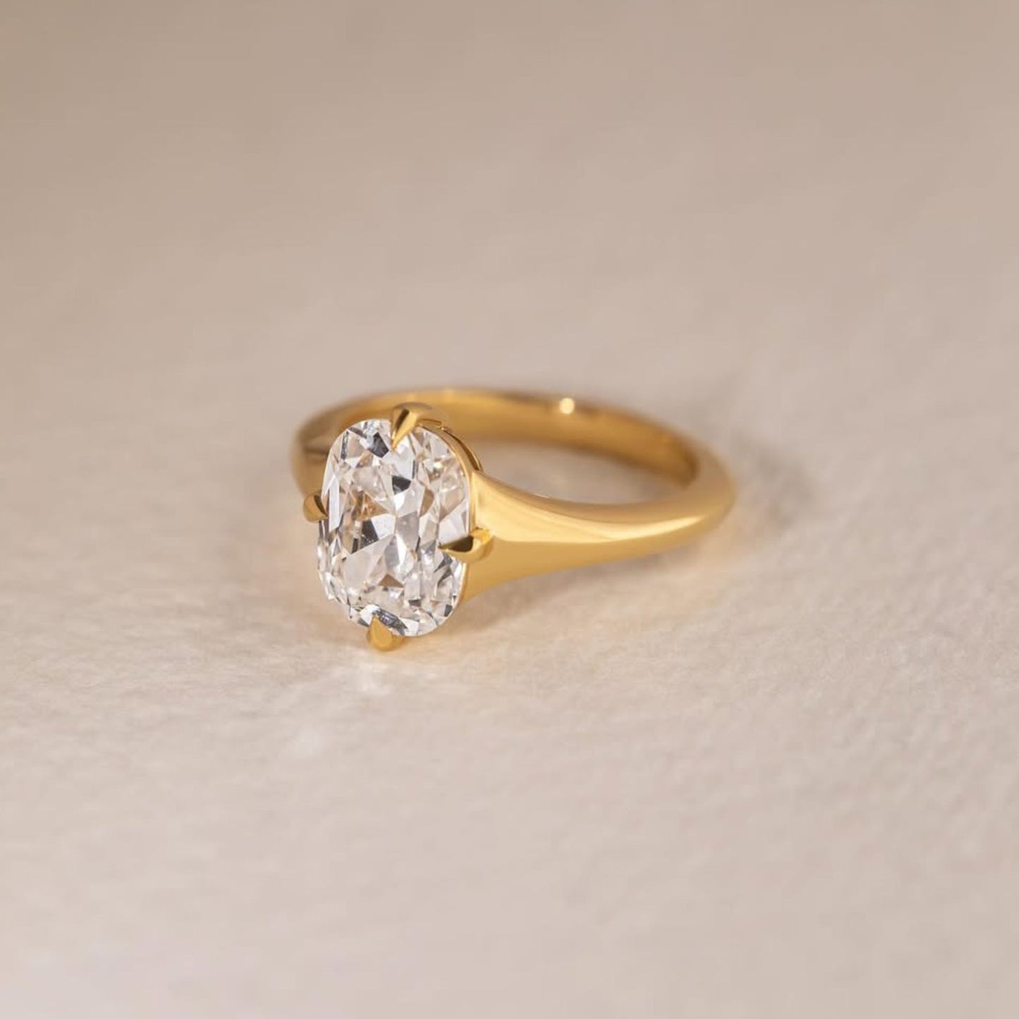 Elongated Cushion Cut Engagement Ring, Thick Band With Classic Four Prong Solitaire Wedding Ring For Women