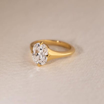 Elongated Cushion Cut Engagement Ring, Thick Band With Classic Four Prong Solitaire Wedding Ring For Women