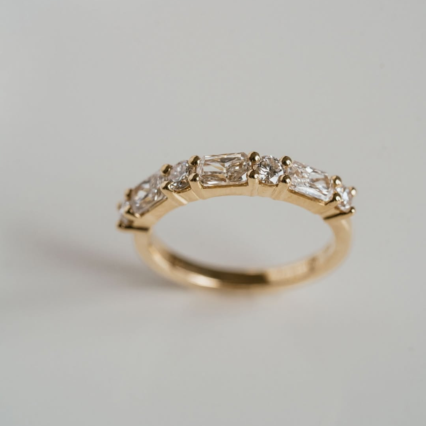Radiant & Round Alternating Half Eternity Ring