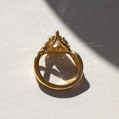 4.1 CT Pear Cut Engagement Ring, Infinity Twist Gold Ring