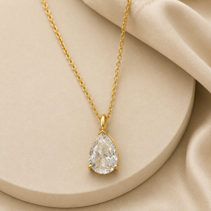 4.01 CT Pear Cut Necklace, Solitaire Pendant Necklace