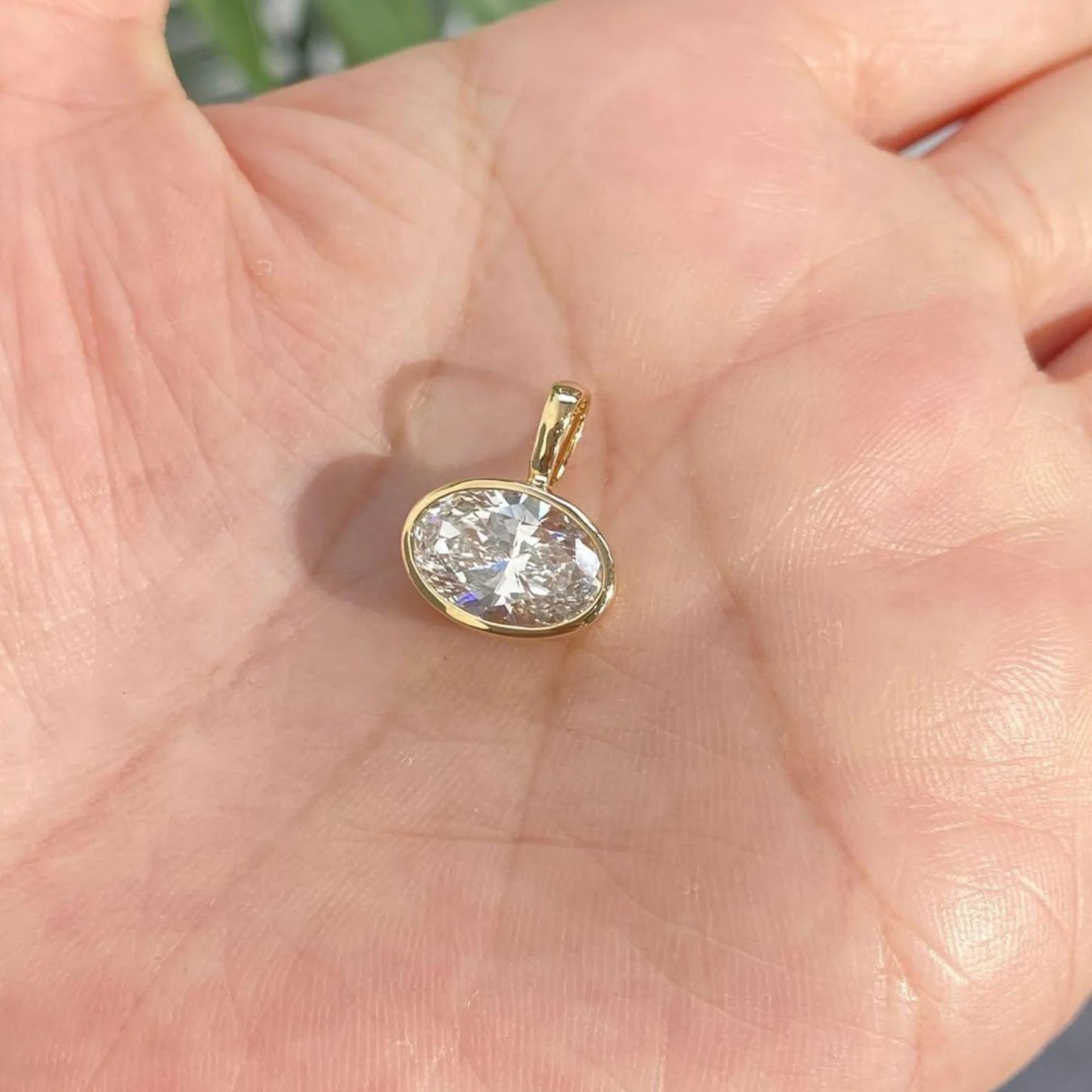 Oval Cut Bezel Pendant Necklace