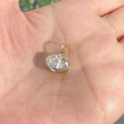Oval Cut Bezel Pendant Necklace