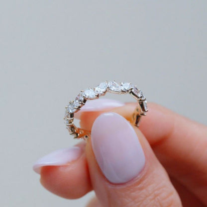 Minimalist Pear Cut Full Eternity Wedding Band