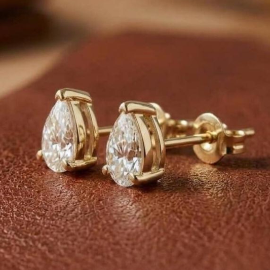 1.50 CT Pear Cut Solitaire Stud Earrings