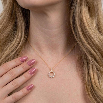 Round Diamond Full Eternity Circle Pendant Necklace