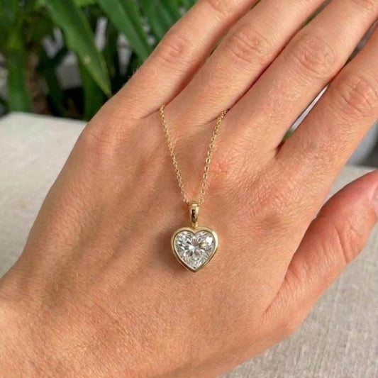 Heart Cut Bezel Pendant Necklace