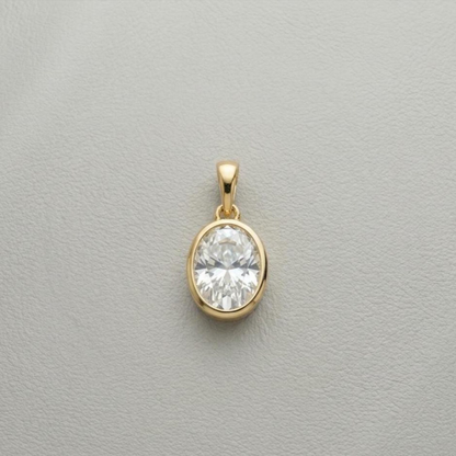Oval Cut Bezel Pendant Necklace