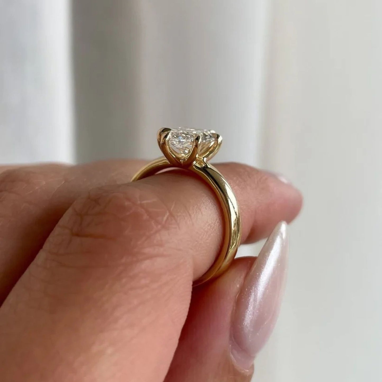5.08 CT Marquise Cut Engagement Ring In Thick Band With Classic Six Prong Solitaire Wedding Ring For Women