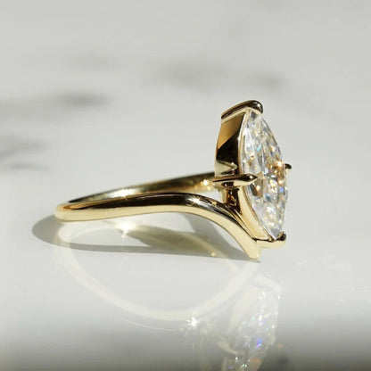 3.45 CT Marquise Cut Promise Ring Featuring With A Modern V-Shaped Band Design Statement Ring For Her