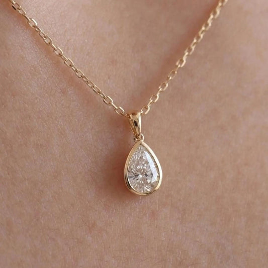 Pear Cut Bezel Pendant Necklace