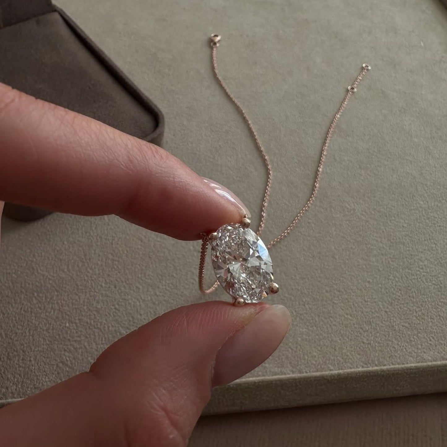 4.01 CT Oval Cut Pendant Necklace, Solitaire Diamond Necklace