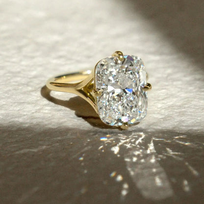 Solitaire 3.8 CT Elongated Cushion Anniversary Ring, Classic Four Prong Setting Birthday Gift For Women