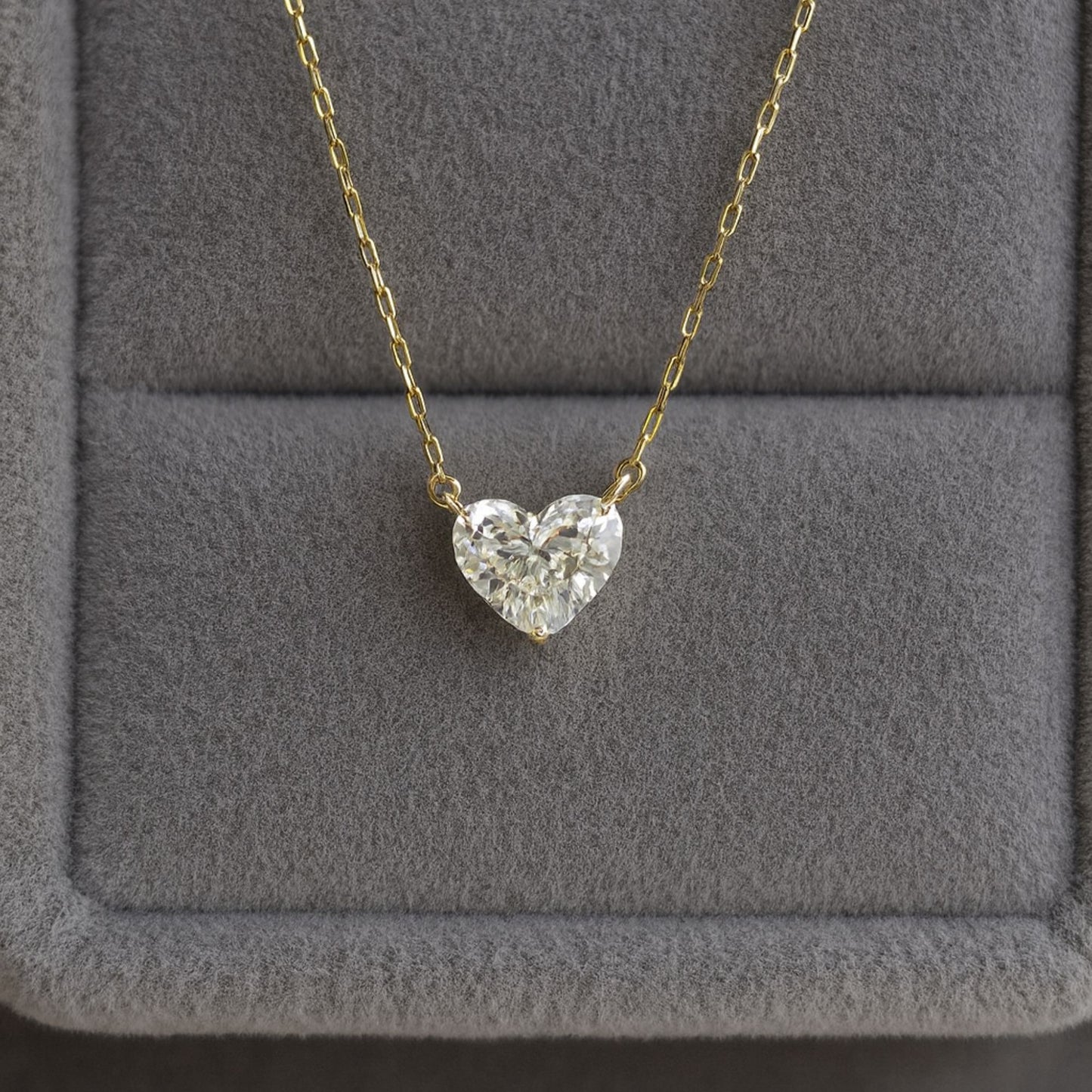 4.08 CT Solitaire Heart Pendant Necklace Close-Up View
