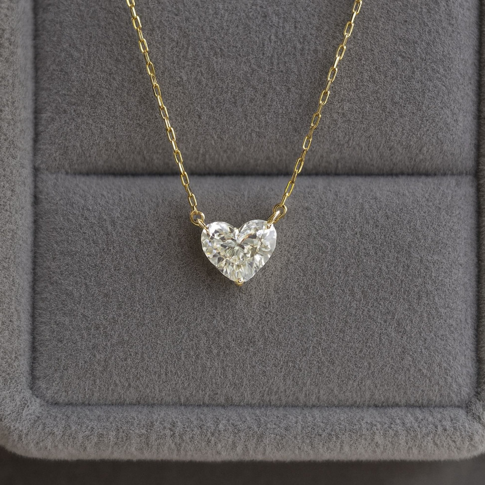 4.08 CT Solitaire Heart Pendant Necklace Close-Up View