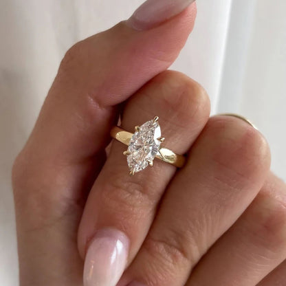 5.08 CT Marquise Cut Engagement Ring In Thick Band With Classic Six Prong Solitaire Wedding Ring For Women